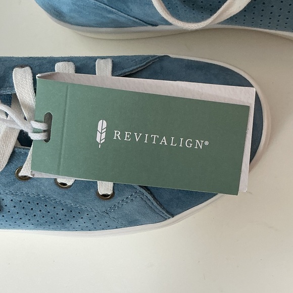 REVITALIGN Teal-Blue Suede Low-Top Sneakers with White Accents - Picture 2 of 11